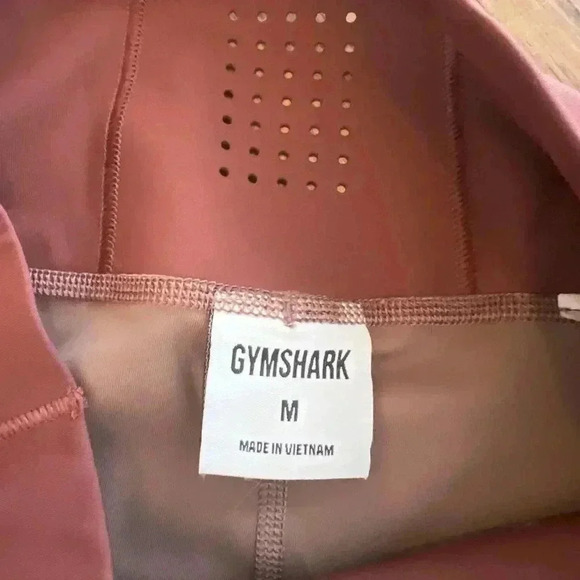 GYMSHARK Legacy Euphoria Leggings in Mauve / Red / Pink / Raw Hem-Size M - Picture 3 of 4